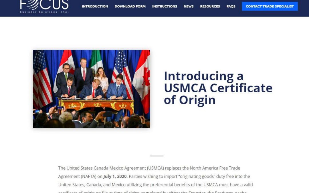USMCACertificate.com Goes Live